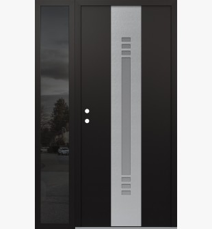 DIAMOND A5 48" X 80" BLACK/WHITE FROSTED GLASS PANEL STAINLESS STEEL RHI WITH SIDELITE MIRRORED GLASS