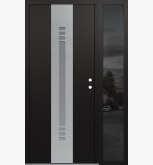 DIAMOND A5 48" X 80" BLACK/WHITE FROSTED GLASS PANEL STAINLESS STEEL LHI WITH SIDELITE MIRRORED GLASS