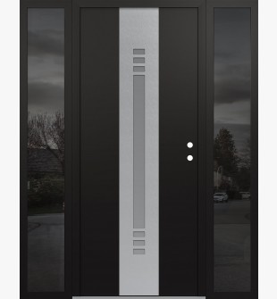 DIAMOND A5 60" X 80" BLACK/WHITE FROSTED GLASS PANEL STAINLESS STEEL LHI WITH 2 SIDELITES MIRRORED GLASS