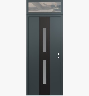 DIAMOND A6 36" X 96" ANTHRACITE/ANTHRACITE FROSTED GLASS PANEL BLACK LHI WITH TRANSOM CLEAR GLASS