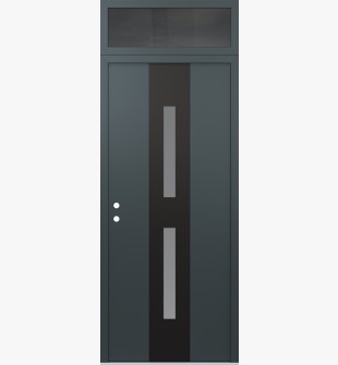 DIAMOND A6 36" X 96" ANTHRACITE/ANTHRACITE FROSTED GLASS PANEL BLACK RHI WITH TRANSOM MIRRORED GLASS