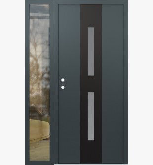 DIAMOND A6 50" X 80" ANTHRACITE/ANTHRACITE FROSTED GLASS PANEL BLACK RHI WITH SIDELITE CLEAR GLASS