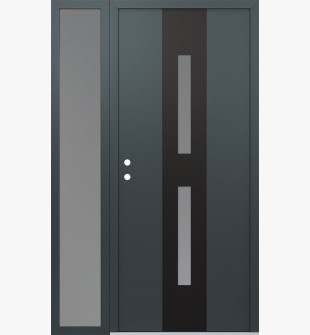 DIAMOND A6 48" X 80" ANTHRACITE/ANTHRACITE FROSTED GLASS PANEL BLACK RHI WITH SIDELITE FROSTED GLASS