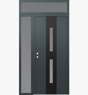 DIAMOND A6 50" X 96" ANTHRACITE/ANTHRACITE FROSTED GLASS PANEL BLACK RHI WITH SIDELITE AND TRANSOM FROSTED GLASS