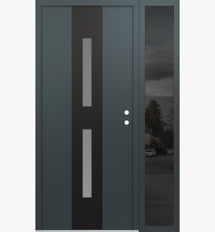 DIAMOND A6 52" X 80" ANTHRACITE/ANTHRACITE FROSTED GLASS PANEL BLACK LHI WITH SIDELITE MIRRORED GLASS
