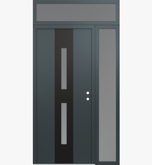 DIAMOND A6 48" X 96" ANTHRACITE/ANTHRACITE FROSTED GLASS PANEL BLACK LHI WITH SIDELITE AND TRANSOM FROSTED GLASS