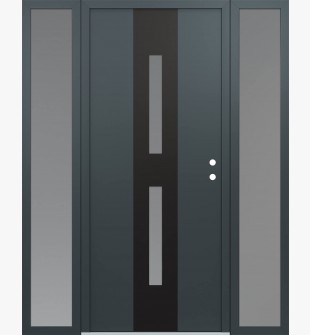 DIAMOND A6 68" X 80" ANTHRACITE/ANTHRACITE FROSTED GLASS PANEL BLACK LHI WITH 2 SIDELITES FROSTED GLASS