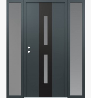 DIAMOND A6 60" X 80" ANTHRACITE/ANTHRACITE FROSTED GLASS PANEL BLACK RHI WITH 2 SIDELITES FROSTED GLASS