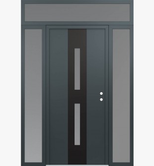 DIAMOND A6 68" X 96" ANTHRACITE/ANTHRACITE FROSTED GLASS PANEL BLACK LHI WITH 2 SIDELITES AND TRANSOM FROSTED GLASS