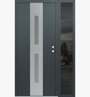 DIAMOND A6 50" X 80" ANTHRACITE/ANTHRACITE FROSTED GLASS PANEL STAINLESS STEEL LHI WITH SIDELITE MIRRORED GLASS