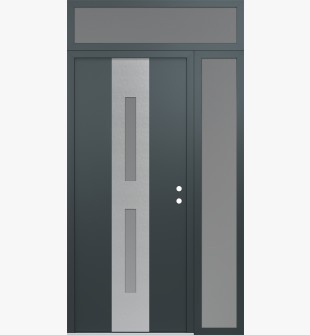 DIAMOND A6 52" X 96" ANTHRACITE/ANTHRACITE FROSTED GLASS PANEL STAINLESS STEEL LHI WITH SIDELITE AND TRANSOM FROSTED GLASS