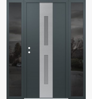 DIAMOND A6 60" X 80" ANTHRACITE/ANTHRACITE FROSTED GLASS PANEL STAINLESS STEEL RHI WITH 2 SIDELITES MIRRORED GLASS