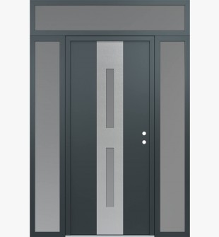 DIAMOND A6 64" X 96" ANTHRACITE/ANTHRACITE FROSTED GLASS PANEL STAINLESS STEEL LHI WITH 2 SIDELITES AND TRANSOM FROSTED GLASS