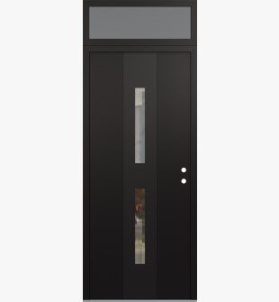 DIAMOND A6 36" X 96" BLACK/BLACK CLEAR GLASS PANEL BLACK LHI WITH TRANSOM FROSTED GLASS