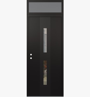 DIAMOND A6 36" X 96" BLACK/BLACK CLEAR GLASS PANEL BLACK RHI WITH TRANSOM FROSTED GLASS