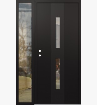 DIAMOND A6 48" X 80" BLACK/BLACK CLEAR GLASS PANEL BLACK RHI WITH SIDELITE CLEAR GLASS