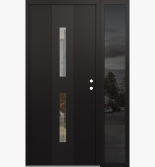 DIAMOND A6 52" X 80" BLACK/BLACK CLEAR GLASS PANEL BLACK LHI WITH SIDELITE MIRRORED GLASS