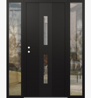 DIAMOND A6 60" X 80" BLACK/BLACK CLEAR GLASS PANEL BLACK RHI WITH 2 SIDELITES CLEAR GLASS