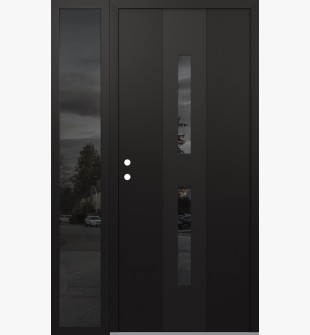 DIAMOND A6 52" X 80" BLACK/BLACK MIRRORED GLASS PANEL BLACK RHI WITH SIDELITE MIRRORED GLASS