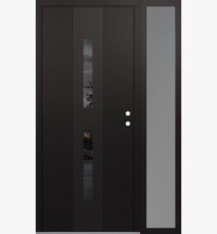 DIAMOND A6 52" X 80" BLACK/BLACK MIRRORED GLASS PANEL BLACK LHI WITH SIDELITE FROSTED GLASS