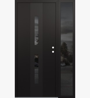 DIAMOND A6 48" X 80" BLACK/BLACK MIRRORED GLASS PANEL BLACK LHI WITH SIDELITE MIRRORED GLASS