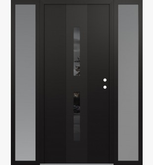 DIAMOND A6 64" X 80" BLACK/BLACK MIRRORED GLASS PANEL BLACK LHI WITH 2 SIDELITES FROSTED GLASS
