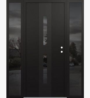 DIAMOND A6 64" X 80" BLACK/BLACK MIRRORED GLASS PANEL BLACK LHI WITH 2 SIDELITES MIRRORED GLASS