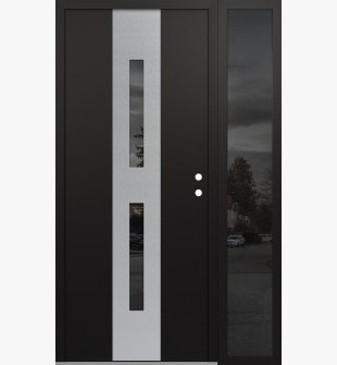 DIAMOND A6 52" X 80" BLACK/BLACK MIRRORED GLASS PANEL STAINLESS STEEL LHI WITH SIDELITE MIRRORED GLASS