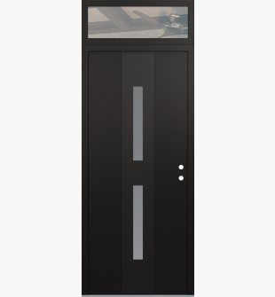 DIAMOND A6 36" X 96" BLACK/WHITE FROSTED GLASS PANEL BLACK LHI WITH TRANSOM CLEAR GLASS