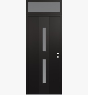 DIAMOND A6 36" X 96" BLACK/WHITE FROSTED GLASS PANEL BLACK LHI WITH TRANSOM FROSTED GLASS