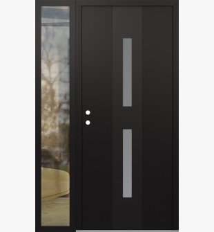 DIAMOND A6 48" X 80" BLACK/WHITE FROSTED GLASS PANEL BLACK RHI WITH SIDELITE CLEAR GLASS