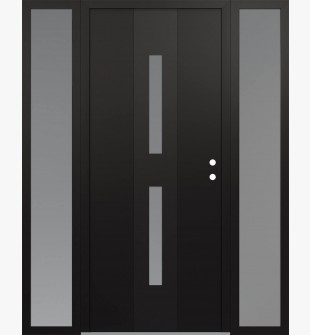 DIAMOND A6 60" X 80" BLACK/WHITE FROSTED GLASS PANEL BLACK LHI WITH 2 SIDELITES FROSTED GLASS