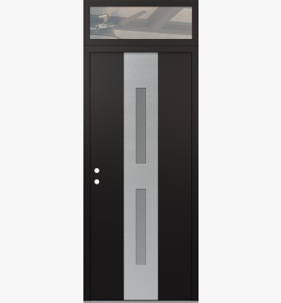 DIAMOND A6 36" X 96" BLACK/WHITE FROSTED GLASS PANEL STAINLESS STEEL RHI WITH TRANSOM CLEAR GLASS