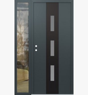 DIAMOND A7 48" X 80" ANTHRACITE/ANTHRACITE FROSTED GLASS PANEL BLACK RHI WITH SIDELITE CLEAR GLASS