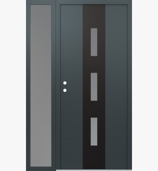 DIAMOND A7 48" X 80" ANTHRACITE/ANTHRACITE FROSTED GLASS PANEL BLACK RHI WITH SIDELITE FROSTED GLASS