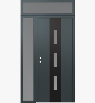 DIAMOND A7 48" X 96" ANTHRACITE/ANTHRACITE FROSTED GLASS PANEL BLACK RHI WITH SIDELITE AND TRANSOM FROSTED GLASS