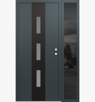 DIAMOND A7 50" X 80" ANTHRACITE/ANTHRACITE FROSTED GLASS PANEL BLACK LHI WITH SIDELITE MIRRORED GLASS