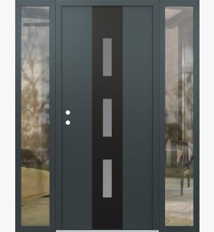 DIAMOND A7 60" X 80" ANTHRACITE/ANTHRACITE FROSTED GLASS PANEL BLACK RHI WITH 2 SIDELITES CLEAR GLASS