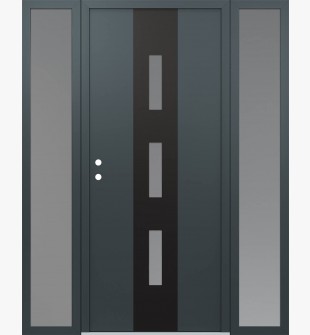 DIAMOND A7 64" X 80" ANTHRACITE/ANTHRACITE FROSTED GLASS PANEL BLACK RHI WITH 2 SIDELITES FROSTED GLASS