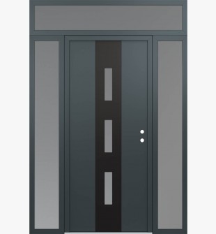 DIAMOND A7 60" X 96" ANTHRACITE/ANTHRACITE FROSTED GLASS PANEL BLACK LHI WITH 2 SIDELITES AND TRANSOM FROSTED GLASS
