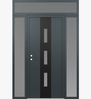 DIAMOND A7 68" X 96" ANTHRACITE/ANTHRACITE FROSTED GLASS PANEL BLACK RHI WITH 2 SIDELITES AND TRANSOM FROSTED GLASS