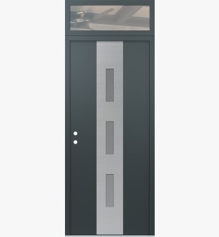 DIAMOND A7 36" X 96" ANTHRACITE/ANTHRACITE FROSTED GLASS PANEL STAINLESS STEEL RHI WITH TRANSOM CLEAR GLASS