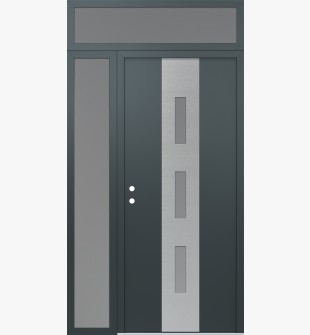 DIAMOND A7 48" X 96" ANTHRACITE/ANTHRACITE FROSTED GLASS PANEL STAINLESS STEEL RHI WITH SIDELITE AND TRANSOM FROSTED GLASS