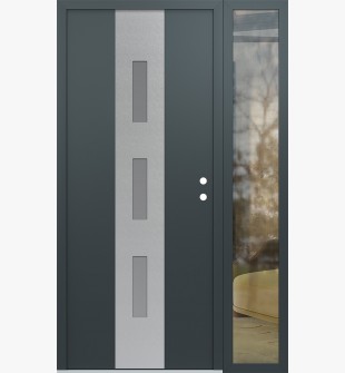 DIAMOND A7 48" X 80" ANTHRACITE/ANTHRACITE FROSTED GLASS PANEL STAINLESS STEEL LHI WITH SIDELITE CLEAR GLASS