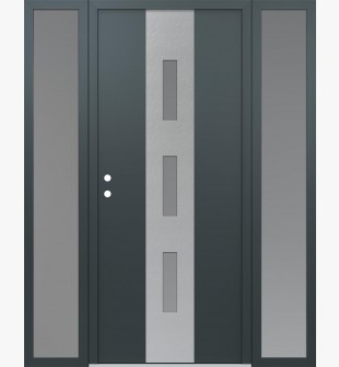 DIAMOND A7 64" X 80" ANTHRACITE/ANTHRACITE FROSTED GLASS PANEL STAINLESS STEEL RHI WITH 2 SIDELITES FROSTED GLASS