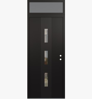 DIAMOND A7 36" X 96" BLACK/BLACK CLEAR GLASS PANEL BLACK LHI WITH TRANSOM FROSTED GLASS