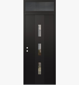 DIAMOND A7 36" X 96" BLACK/BLACK CLEAR GLASS PANEL BLACK RHI WITH TRANSOM MIRRORED GLASS