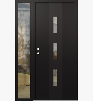 DIAMOND A7 50" X 80" BLACK/BLACK CLEAR GLASS PANEL BLACK RHI WITH SIDELITE CLEAR GLASS