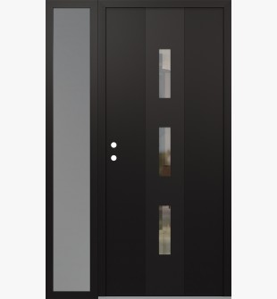 DIAMOND A7 52" X 80" BLACK/BLACK CLEAR GLASS PANEL BLACK RHI WITH SIDELITE FROSTED GLASS