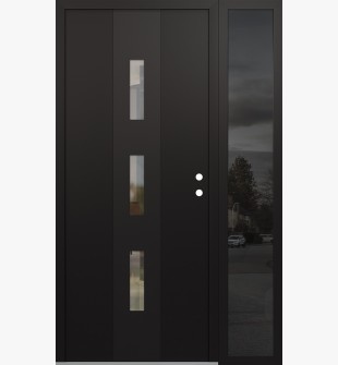 DIAMOND A7 52" X 80" BLACK/BLACK CLEAR GLASS PANEL BLACK LHI WITH SIDELITE MIRRORED GLASS